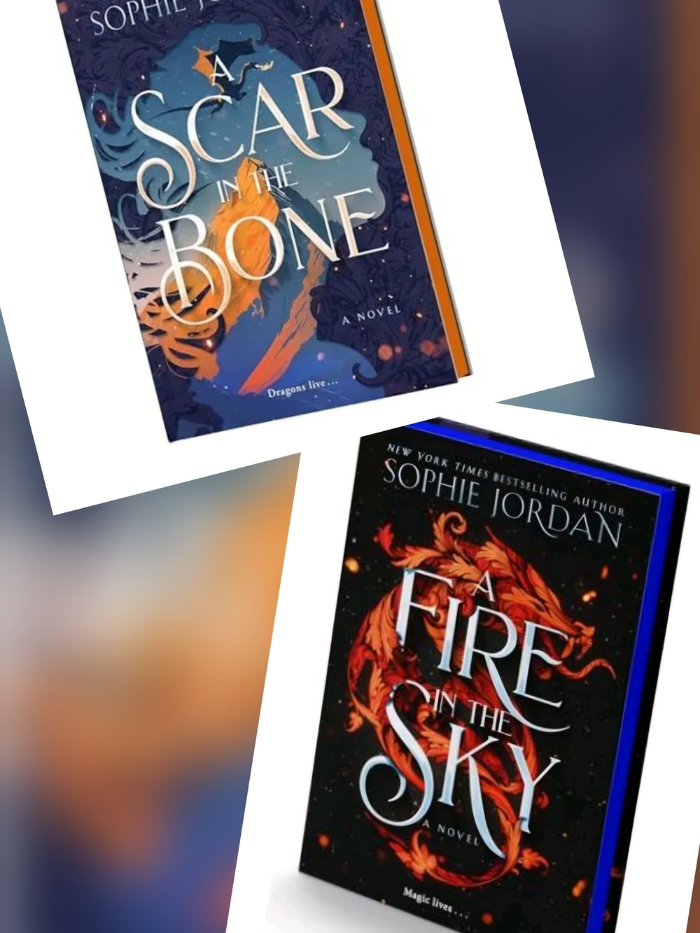 A Scar in the Bone & A Fire in the Sky - Duo Book Covers in Blue, Orange, Black